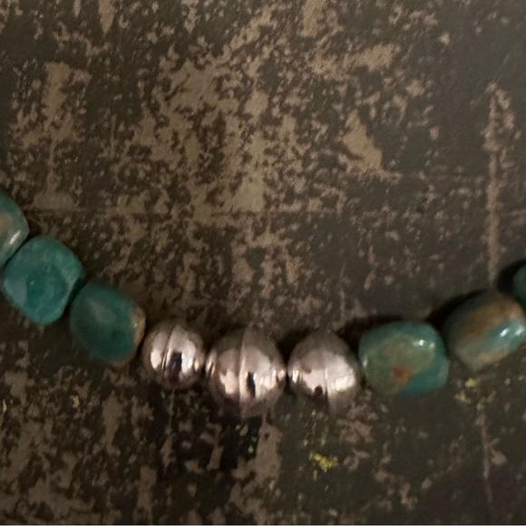 Hand Crafted “One of a Kind” Square Turquoise & Sterling Silver Necklace - Picture 2 of 4